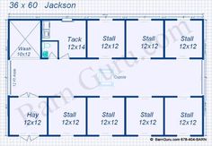 the floor plan for an office building with two stalls and one room on each side