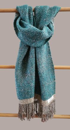 Teal & beige handwoven scarf Handwoven Scarf, Wool Scarf, Scarf Wrap, Scarf Accessory, Hand Weaving, Bathing Beauties, Accessory Gift, Australia, Electronic Accessories