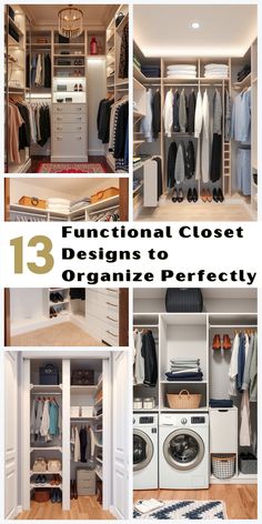 an organized closet with clothes, laundry and other items to organize the space in it