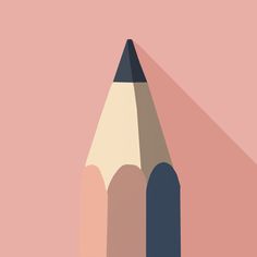 a pencil with long shadow on a pink background