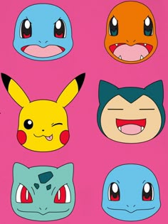 the pokemon faces are all different colors