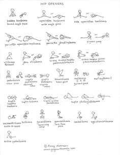 a hand drawn diagram showing different types of yoga poses and positions for people to do