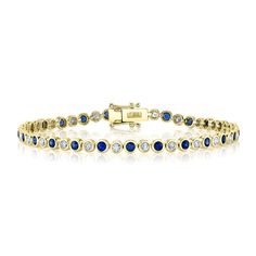 14K Gold Diamond Blue Sapphire Tennis Bracelet Bezel Set Natural 2.58 CTW Model Number: SDL55025740WY Classic Blue Diamond Bracelet For Formal Occasions, Elegant Blue Gold Bracelet For Formal Occasions, Luxury Blue Diamond Bracelet For Anniversary, Blue Gold Bracelet With 17 Jewels For Formal Occasions, Classic Blue Bracelet Jewelry, Classic Blue Diamond Bracelet With Jubilee Design, Blue Diamond Bracelet For Formal Occasions, Blue Sapphire Diamond Bracelet, Elegant Blue Bracelets For Anniversary