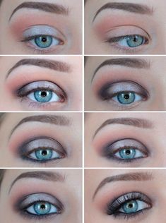 12 Incredible Makeup Tutorials For Blue Eyes #makeuptutorialforbeginners #eyemakeupnatural Blue Eye Makeup Tutorial, Party Make-up, Eye Makeup Steps, Makeup Tutorial For Beginners, Eye Tutorial, Eye Makeup Tips, Makeup For Beginners