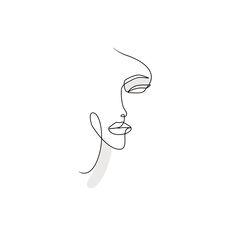 a line drawing of a woman's face