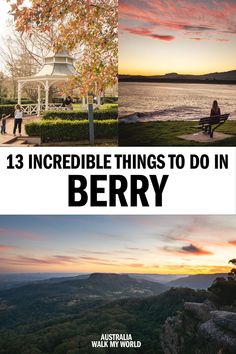 three pictures with the words 13 incredible things to do in berry