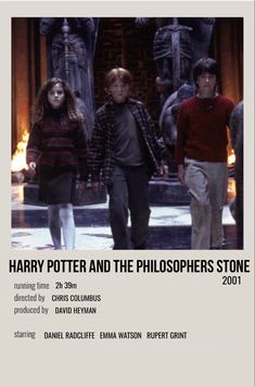 the harry potter and the philosphers stone movie poster is shown in white