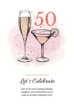 the 50th anniversary card features two glasses of champagne