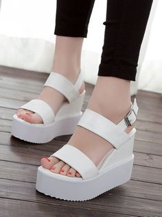 Cute And Comfortable Peep Toe Sandals In White on Luulla Gold Element, Pinterest Pretty, High Heel Sandals Platform, Summer Styling, Fancy Jewellery Designs, Sandals Platform, Shoes And Sandals, Wedges Sandals, Sport Shoes Women