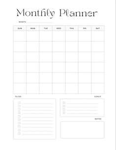 the printable planner is shown in black and white, with an empty space for notes