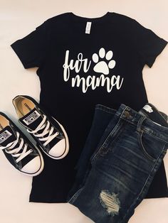 This listing is for (1) Fur Mama shirt.  The shirt in the main photo is pictured in Black with White Font. You are able to change the color of shirt as well as the vinyl shown in pictures. Please message me regarding which color vinyl you would like as well as what color shirt if it isn't listed in options. I use Siser easyweed stretch for my vinyl which is great quality and perfect for women since your bust will move the vinyl with most shirts. This vinyl stretches with your body and the shirts I use are Bella Canvas which are 100% airlume combed and ringspun so the quality of the shirts are great and made to last...  These shirts do tend to run a little small so if your worried about sizing then I would suggest a size up. Sizing chart is the last picture on listing. HOW TO ORDER: 1. Sele Fur Mom Shirt Ideas, Golden Mama Shirt, Dog Momma Shirt, Dog And Cat Mom Shirt, Fur Mama Shirt, Fur Mom, Fur Mama, Mama T Shirt, Mama Shirts