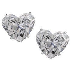 EXCEPTIONAL VVS Clarity GIA Certified 4 Carat Heart Shape Diamonds Earrings Excellent Polish Excellent Symmetry None Fluorescence Heart Cut Diamond Earrings, Heart Shaped Diamond Earrings, Diamond Earrings Studs Round, White Gold Studs, White Gold Earrings Studs, Heart Shaped Diamond, Fine Jewels, Modern Earrings, Pearl Stud Earrings