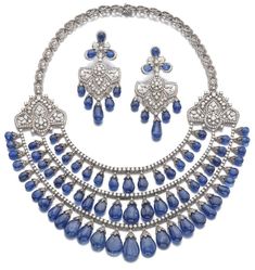 Handmade Necklace set Recycling: No Silver weight: 89.000 Grams Necklace Length: 45.72 cm Necklace width: 11.43 cm Gemstone: American Diamond ( zircon) & Blue sapphire Diamond weight: 23.90 ct Diamond shape: Round, Marquise & pear Sapphire weight: 326.00 ct Sapphire: Lab created Material: Silver Silver purity: 925 Necklace Finished : Oxidized Black 45th Wedding Anniversary, Round Necklace, Blue Sapphire Diamond, Royal Jewels, Set Necklace, September Birthstone, Necklace Blue, Sapphire Necklace, American Diamond