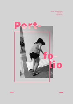 a poster with the words port fo - fio in pink and white on it