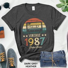 Retro Cassette Vintage Made In 1987 Women T Shirt 35th 35 Years Old Birthday Party Gift Streetwear Ladies Summer Fashion Tshirt Ladies Summer Fashion, 37th Birthday, Retro Cassette, Halloween Birthday Party, Retro Birthday, Fashion Tshirt, 29 Years Old, Birthday Party Gift, Halloween Birthday