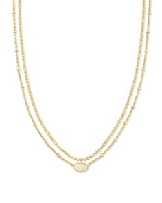 Pull off an effortlessly layered look in the Emilie Gold Multi Strand Necklace in Iridescent Drusy. Mini versions of our most iconic silhouettes and delicate Chains put us in the freshly-showered-sun-soaked-warm-kinda mood. Kendra Scott Emilie Necklace, Mini Kendra Scott Necklace, Kendra Scott Necklace Layering, Trendy Gold Necklace, Multi Strand Necklace Gold, Small Gold Necklace, Layered Gold Necklaces, Birkenstock Clogs, Jewelry Kendra Scott