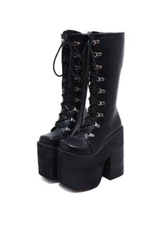 Muffin Thick Soles and High Heels Boots Goth Attire, Knee High Boots Winter, Heel Boots For Women, Gothic Boots, Extreme High Heels, Black Platform Boots, High Heels Boots, Estilo Punk