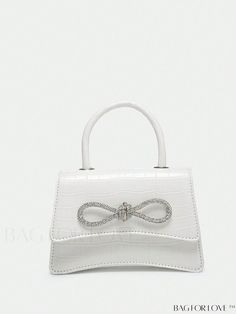 BagForLove - Rhinestone-Embellished Mini Flap Handbag: Fashionable and Chic Diamond Decorations, White Purses, Details Pictures, Rhinestone Bow, Word Wrap, White Rhinestone, Mini Handbags, Red Rhinestone, Pink Mini