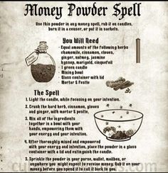 Money Powder, Money Spells Magic, Charmed Book Of Shadows, Witch Spirituality, Grimoire Book, Magic Spell Book, Eclectic Witch