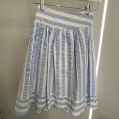 Thierry Colson Alice Seersucker Skirt Blue Sizes Xs, S, L New With Tags Striped Skirt For Spring Daywear, Spring Blue Bottoms With Striped Hem, Blue Bottoms With Striped Hem For Spring, Summer Striped Pleated Skirt, Pleated Striped Skirt For Summer, Fitted Summer Skirt With Striped Hem, Fitted Skirt With Striped Hem For Summer, Preppy Blue Skirt For Spring, Preppy Relaxed Summer Skirt