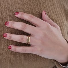 A unique 18K gold plated stainless steel polygon band that can be worn alone or layered with others for those who love to stack their rings.Its dainty shape makes it a statement piece that you will wear for year to come.These rings are very wearable no matter the style. A must for the season.• Fixed size, Available in US sizes 6, 7 & 8• Ring diameter, 0,86in./22mm• 18k gold plated plated stainless steel ring, Nickel Free, Lead Free Minimalist Stainless Steel Stackable Rings, Gift Midi Rings With A Modern Twist, Classic Metal Stackable Rings As Gift, Minimalist Stainless Steel Midi Rings, Modern Metal Hypoallergenic Rings, Modern Hypoallergenic Metal Rings, Modern Adjustable Stainless Steel Stackable Rings, Modern Adjustable Hypoallergenic Stackable Rings, Minimalist Metal Rings With Simple Design