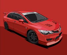 a red car is shown on a red background