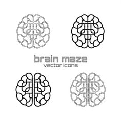 four different types of brain mazes in black and white, with the text'brain maze