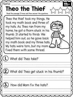 worksheet for reading the thief