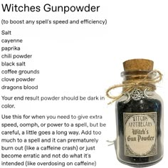 Witches Bottles Protection, Spells To Do On Halloween, Witches Gunpowder, Spell To Stop Someone From Drinking Alcohol, Spell Potions, Purification Spell, Potion Ideas, Witch Bottle, Wicca Recipes