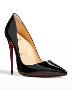 Christian Louboutin So Kate Patent Pointed-Toe Red Sole Pump | Neiman Marcus Louboutin So Kate, Christian Louboutin So Kate, So Kate, Red Sole, Shoe Closet, Top Designers, Christian Louboutin Pumps, Dress Black, Neiman Marcus