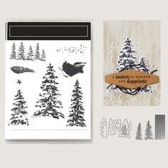 the stamp and die bundle includes pine trees