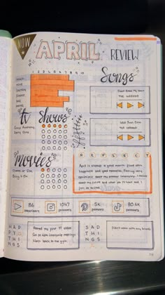 Creative decorative writing in black and orange on a bullet journal page Idea To Fill A Notebook, Things To Add To Your Monthly Planner, How To Fill Up Your Diary, Monthly Notebook Ideas, Ideas For Filling The Diary, Monthly Diary Ideas, How To Fill A Notebook Ideas Aesthetic, How To Fill Up A Journal, Obsessions Of The Month Journal