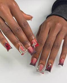 V Day Nails, Acrylic Toe Nails, Red Acrylic Nails, Diy Acrylic Nails, Drip Nails