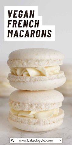 vegan french macarons stacked on top of each other