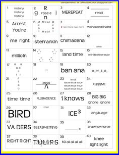 an image of different types of words and numbers