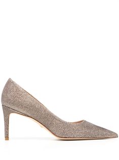 gold-tone calf leather glitter detailing pointed toe branded leather insole low heel Tone Calves, Glitter Pumps, Gold Pumps, Pump Shoes, Low Heels, Stuart Weitzman, Calf Leather, Top Brands, Pumps