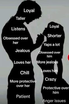 the silhouette of a man and woman holding each other's hands with words above them