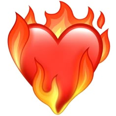 a red heart with flames in the middle