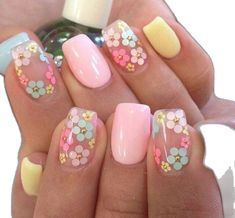 49 Beautiful Spring Nail Art Designs #nailart #nails Floral Spring Nails Short, Easy Diy Flower Nail Art, Preppy Summer Nails Almond, The Summer I Turned Pretty Nails, Cowboy Nails, Florida Nails, Easter Nail Designs, Valentine Nails