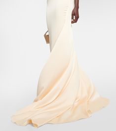 Drake Halterneck Cutout Satin Gown in Neutrals - Alex Perry | Mytheresa Satin Finish Full Length Evening Dress, Chic Satin Finish Gown For Prom, Elegant Full-length Satin Evening Dress, Elegant Satin Finish Full Length Evening Dress, Full Length Satin Evening Gown, Elegant Full-length Evening Dress With Satin Finish, Chic Floor-length Gown With Satin Finish, Elegant Full-length Gown With Satin Finish, Elegant Full Length Gown With Satin Finish