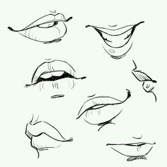 various lips drawn in black and white