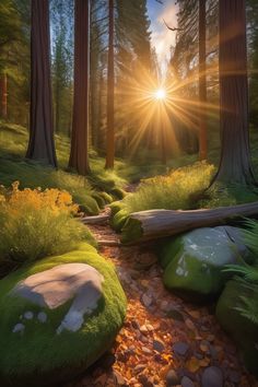 An aerial view of a secluded forested land plot, bathed in golden hour sunlight. The path reflects light like a silver ribbon, revealing intimate natural rooms and diverse textures. The scene evokes peaceful seclusion and untapped potential. #ForestBeauty #LandForSale Golden Forest, Gorgeous Places, Beautiful Background, Swimming Holes, Golden Light, Golden Lights, Beautiful Backgrounds, Autumn Leaves, Forest