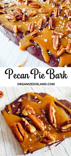 pecan pie bark is an easy dessert made with chocolate, pecans and caramel