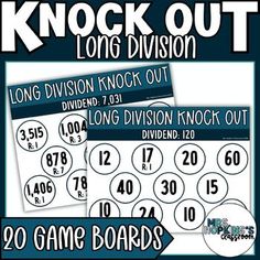 two game boards with the words knock out and one board has numbers to match it