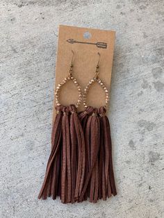 Chocolate and Rose Gold Deerskin Leather Tassel Earrings - Etsy Elegant Brown Adjustable Tassel Earrings, Elegant Brown Dangle Tassel Earrings, Brown Dangle Earrings With Tassels, Brown Fringe Dangle Jewelry, Elegant Leather Fringe Jewelry, Adjustable Brown Earrings With Beaded Fringe, Brown Dangle Tassel Earrings With Fringe, Brown Fringe Dangle Tassel Earrings, Brown Fringe Tassel Dangle Earrings