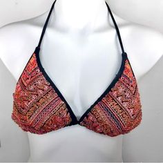 Nwot- Never Worn Urban Outfitters Multi-Color Bead And Embroidery String Bikini Swimsuit Top No Size Tag - Estimate Large Multi-Color Embroidery And Bohemian Design With Seed Beading Throughout Both Measure 9” Wide By 9” (Top Of Triangle To Strap) Padded Cups (Measurements Are Flat Lay And Approximate) Offers Welcome Smoke/Pet Free Beaded Triangle Top Swimwear For Summer, Beaded Swimwear With Triangle Top For Pool, Beaded Triangle Top Swimwear For Pool, Beaded Triangle Top Swimwear For Vacation, Embellished Swimwear For Summer Beachwear, Embellished Beachwear Swimwear For Summer, Embellished Swimwear For Summer, Beaded Swimwear For Poolside And Beach Season, Embellished Swimwear For Summer Pool