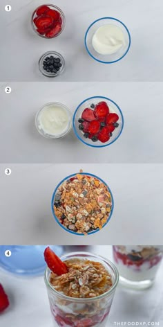 Image of a Homemade 4-Ingredients Parfait served in a clear glass. The parfait features creamy yogurt layered with fresh berries, crunchy granola, and a drizzle of honey. This simple and delicious recipe is perfect for a quick breakfast or healthy snack. Mcdonald's Recipes, Egg Avocado Toast, Mcdonalds Recipes, Cozy Soup Recipes, Blueberries And Strawberries, Yogurt Frozen, Oatmeal Peanut Butter, Parfait Recipe, Egg Avocado