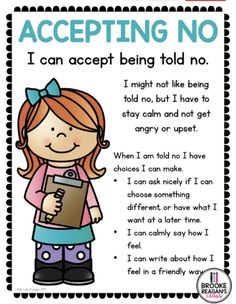 Accepting No Social Story, Accepting No, Sel Kindergarten Activities, Accepting No Activities For Kids, Social Skills Worksheets, Uppfostra Barn, Social Skills Lessons, Radical Acceptance, Social Skills Activities