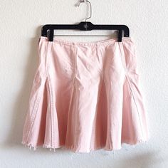 Free People Pink Skirt Size 10 Side Zipper Distressed Hem Inverted Pleats Brand New Highest Point Of Waist: 30 Inches Length: 17 Inches (A) Fitted A-line Skort For Spring, Fitted A-line Tennis Skirt For Spring, Pink Mini Hem Skirt For Spring, Spring Fitted Flared Mini Skirt, Fitted Pleated Denim Skirt For Spring, Spring Pink Mini Skirt, Spring A-line Stretch Skort, Stretch A-line Skort For Spring, Casual A-line Skort For Spring