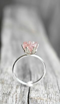 Spiritual Sterling Silver Flower Ring, Spiritual Sterling Silver Flower Promise Ring, Spiritual Sterling Silver Flower Ring As A Gift, Spiritual Sterling Silver Flower Ring For Promise, Crystal Engagement Ring, Cute Promise Rings, Crystal Engagement Rings, Lotus Flower Ring, Pink Engagement Ring